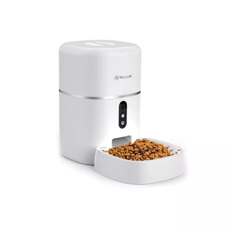 Comedero automático Tellur TLL331461 con cámara UltraHD, 4 l, blanco