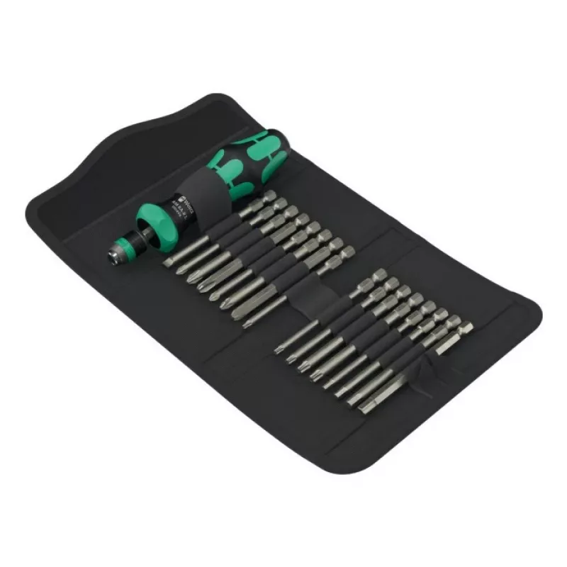 Set de herramientas manuales Wera Kraftform Kompakt 60 RA-R 1, set de destornilladores y puntas de 17 piezas, mango de carraca compacto