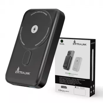Extralink Batería externa MagSafe 10000 mAh, grafito, 38,5 Wh, PD20W+15W, USB-C/USB-A