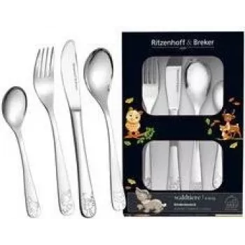 Set de cubiertos ritzenhoff & breker Waldtiere — 4 piezas de acero inoxidable con motivos de animales