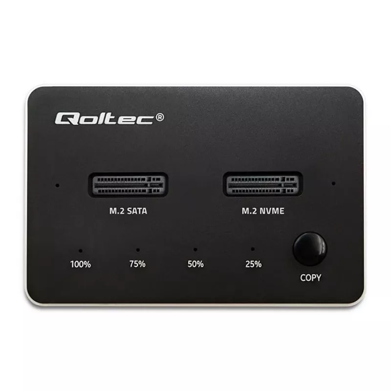 Qoltec 52274 Base de acoplamiento para SSD M.2 | NVMe | SATA | USB-C | DUAL 2 x 2TB