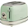 Tostadora Ariete 155 Design de 2 ranuras con cestillos para sándwich, 6 niveles de tostado, 810 W, carcasa de acero inoxidable, bandeja recogemigas extraíble, verde pastel