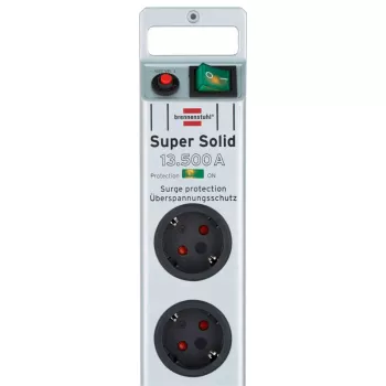 Regleta de enchufes Super-Solid 8 tomas (plata, 2,5 metros, protección contra sobretensiones 13.500A)