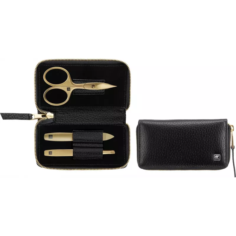 Set de manicura ZWILLING Twinox Gold Edition 97747-004-0 — 3 piezas en estuche de piel negro