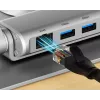 Soporte para portátil Unitek D1109B01 — soporte ajustable de aluminio con USB-C HDMI 4K PD 100W extraíble, 2x USB-A, RJ-45, para hasta 17