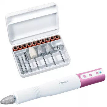Aparato de cuidado de uñas Beurer MP 52 — set eléctrico de manicura/pedicura, blanco y violeta