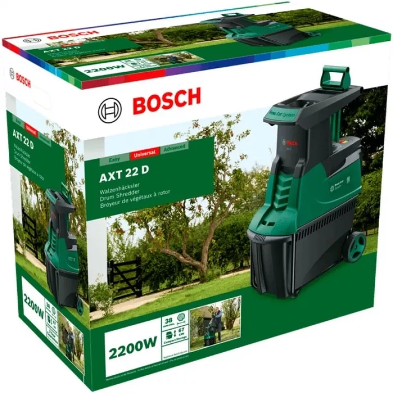 Biotrituradora silenciosa AXT 22 D, rodillo de corte verde/negro, 2.200 vatios