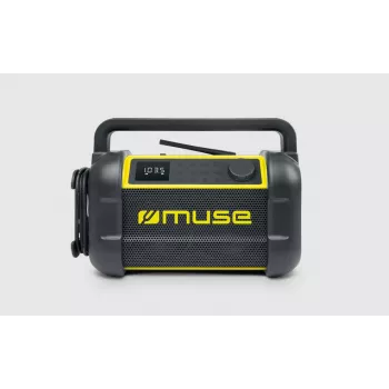 Radio portátil Muse M-928 BTY con sintonizador digital FM, 20W, USB-C, negro/amarillo