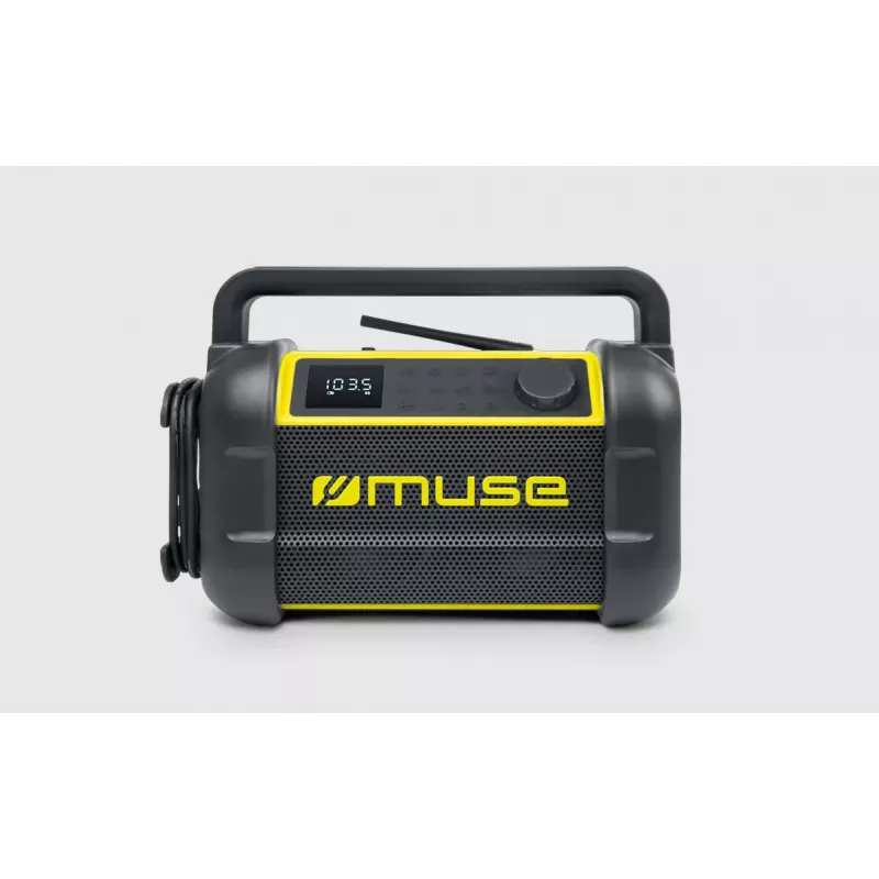 Radio portátil Muse M-928 BTY con sintonizador digital FM, 20W, USB-C, negro/amarillo