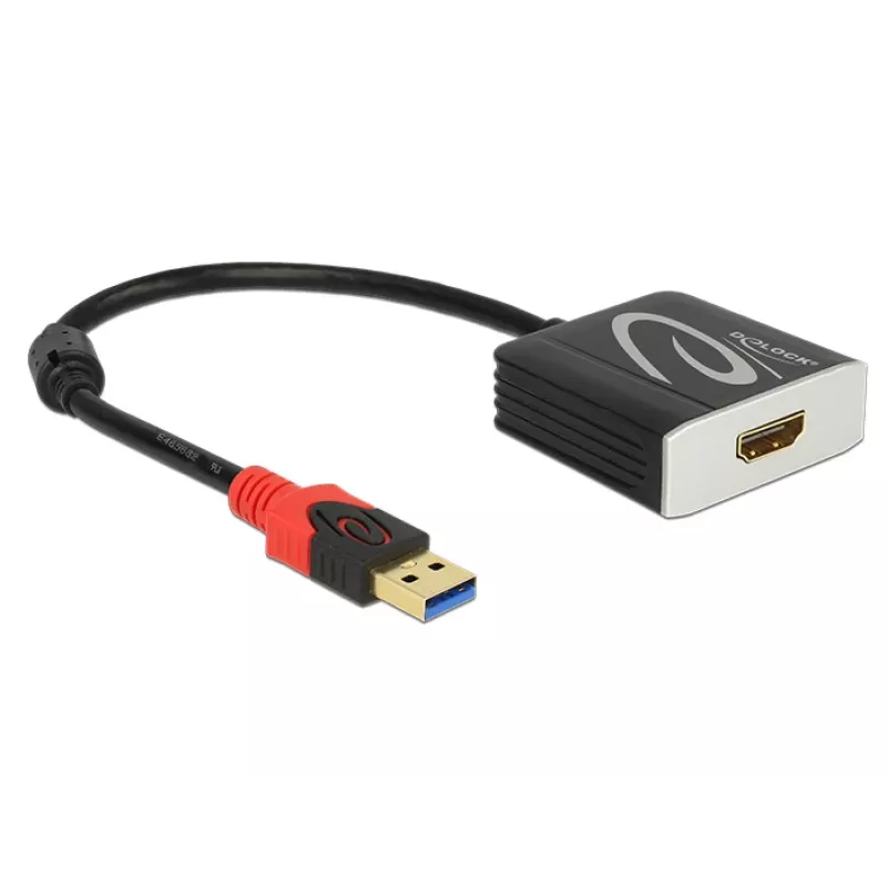 Adaptador de cable de vídeo DeLOCK 62736 USB Type-A a HDMI 0,2 m Negro