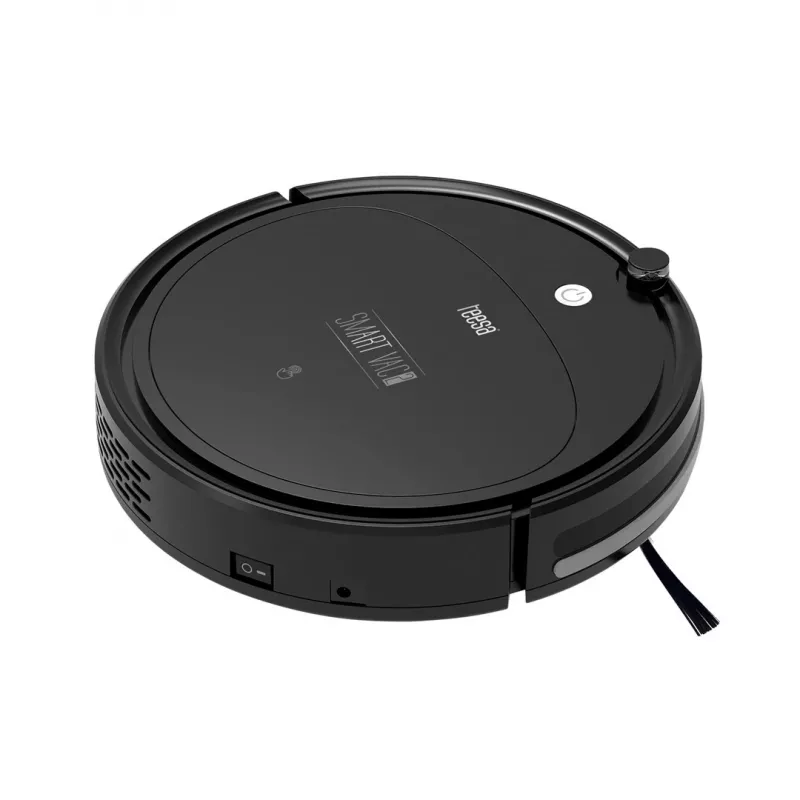 Robot aspirador TEESA Smart VAC 2 — redondo, negro, potencia de succión 1000 Pa, batería Li 9,6 V/2000 mAh, depósito de polvo 0,2 l, WLAN, retorno automático