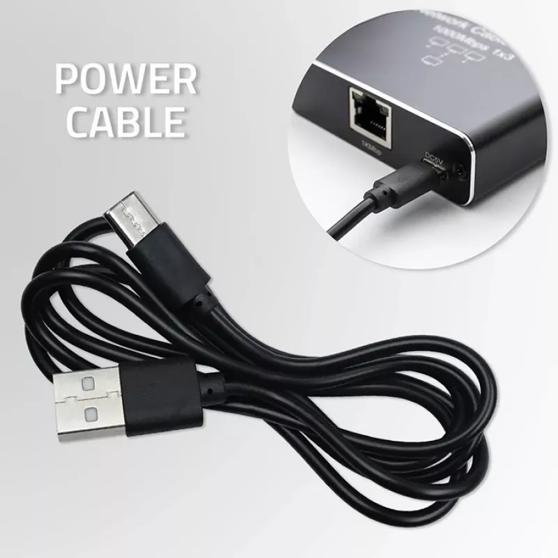 Mini switch Ethernet QOLTEC 52293 1x4 RJ45, splitter de red no gestionado 1 entrada 4 salidas