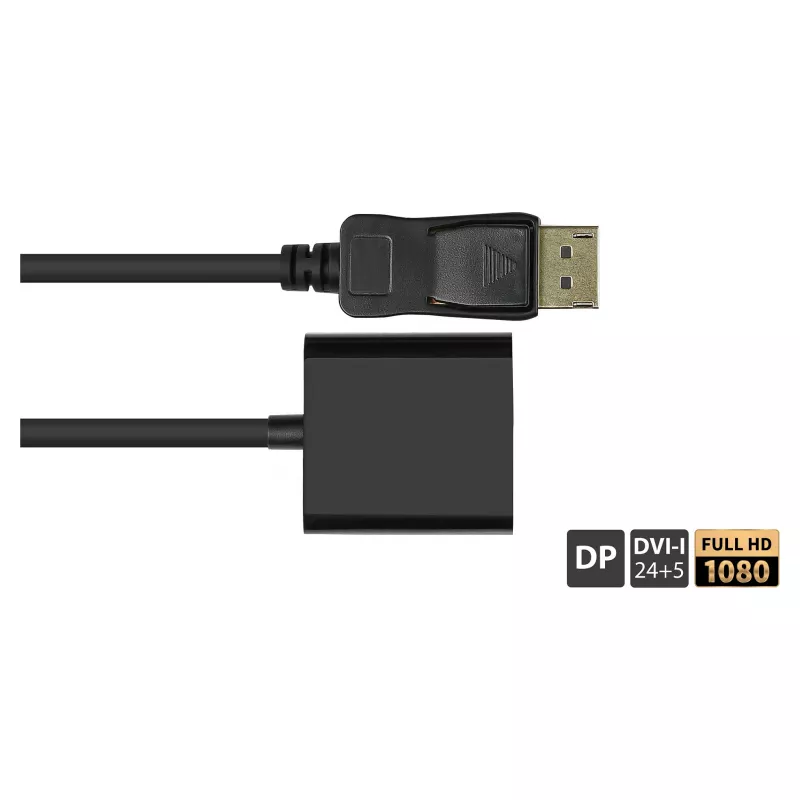 Adaptador DisplayPort macho a DVI-I 24+5 hembra, 1080P @60Hz, contactos dorados, aprox. 20cm, Good C (DP-AD10)
