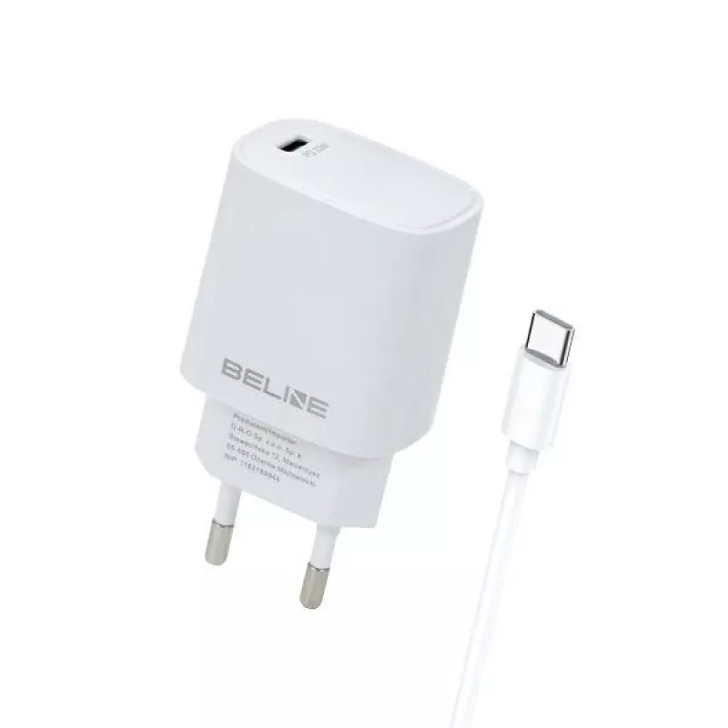 Cargador 20W USB-C + cable USB-C blanco