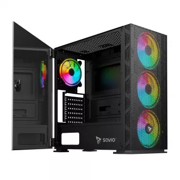 Caja de PC SAVIO Raptor X1 ARGB cristal/malla negra