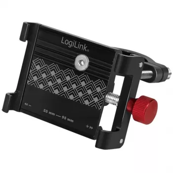 Soporte para smartphone de bicicleta LogiLink, fijación, negro/rojo aleación de aluminio de alta calidad, apto para dispositivos móviles - 1 ud. (AA0146)