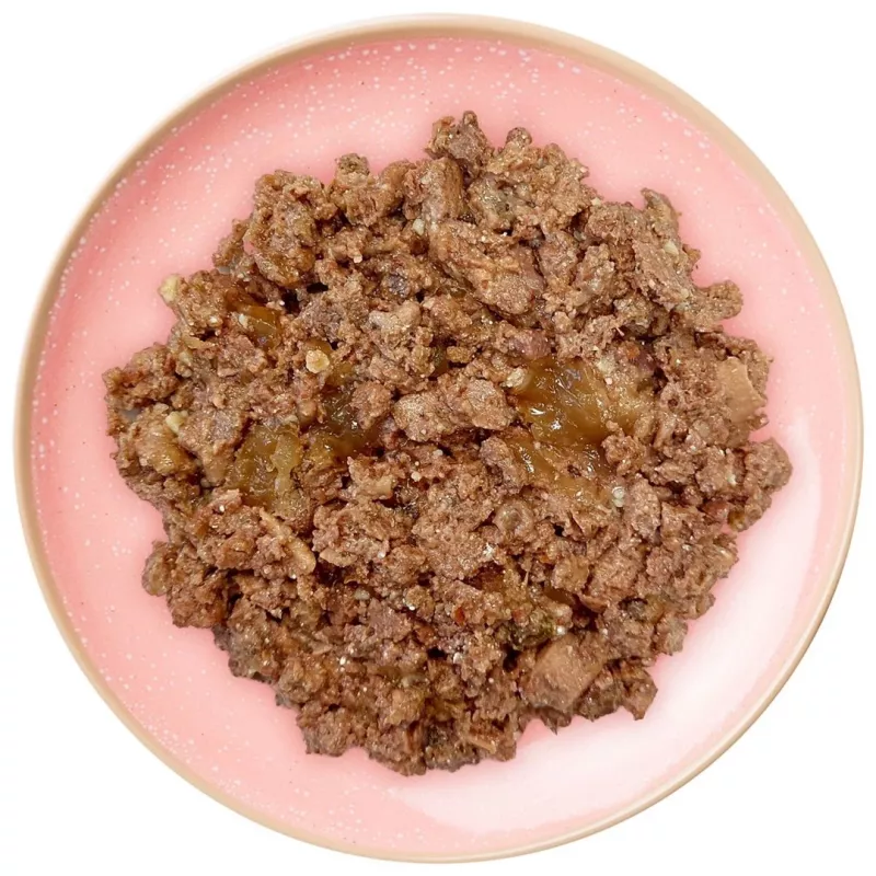 WIEJSKA ZAGRODA comida húmeda para gatos, vacuno, ternera y hierba gatera, 100 g