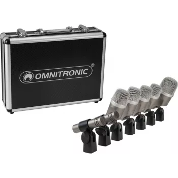 Set de micrófonos para batería Omnitronic MIC 77-7LMH MK2 — kit de 7 piezas para microfonía múltiple en batería