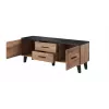 Cama Meble LOTTA 140 cm mueble de TV, roble Wotan + negro mate