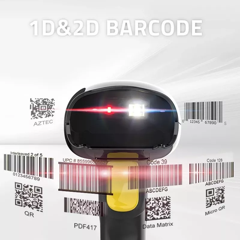 Lector de códigos de barras inalámbrico QOLTEC 50856 – 1D y 2D inalámbrico de mano, interfaz USB, carcasa de ABS, 170×62×100 mm, 203 g