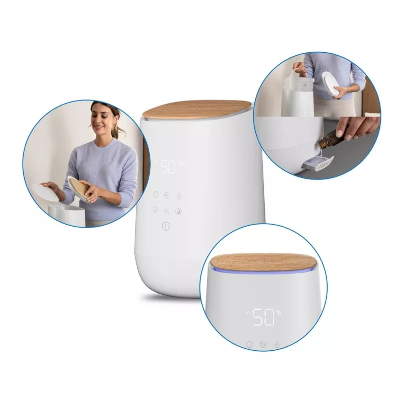 Humidificador Medisana AH 680 ultrasónico 2,6 L, blanco, madera, 24 W