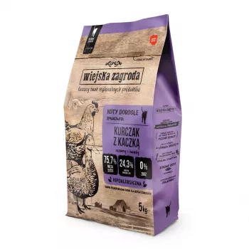 Alimento seco para gatos wiejskazagroda pollo y pato 5 kg – adulto, proteína 44 %, grasa 17 %, humedad 6 %