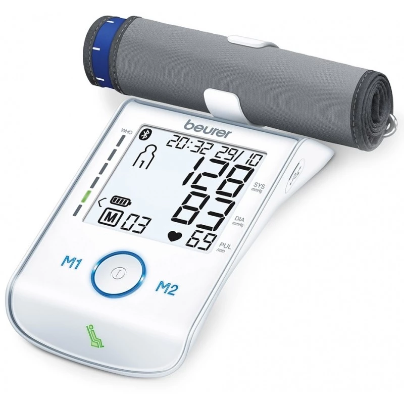 Beurer BM85 tensiómetro de brazo con indicador de reposo patentado para mayor precisión, conexión por app con protección de datos certificada, litio