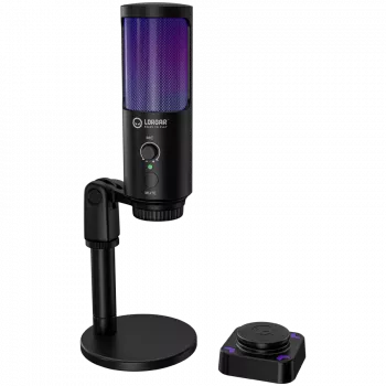 LORGAR SMP40, micrófono RGB con botón de silencio externo y soporte de metal, negro