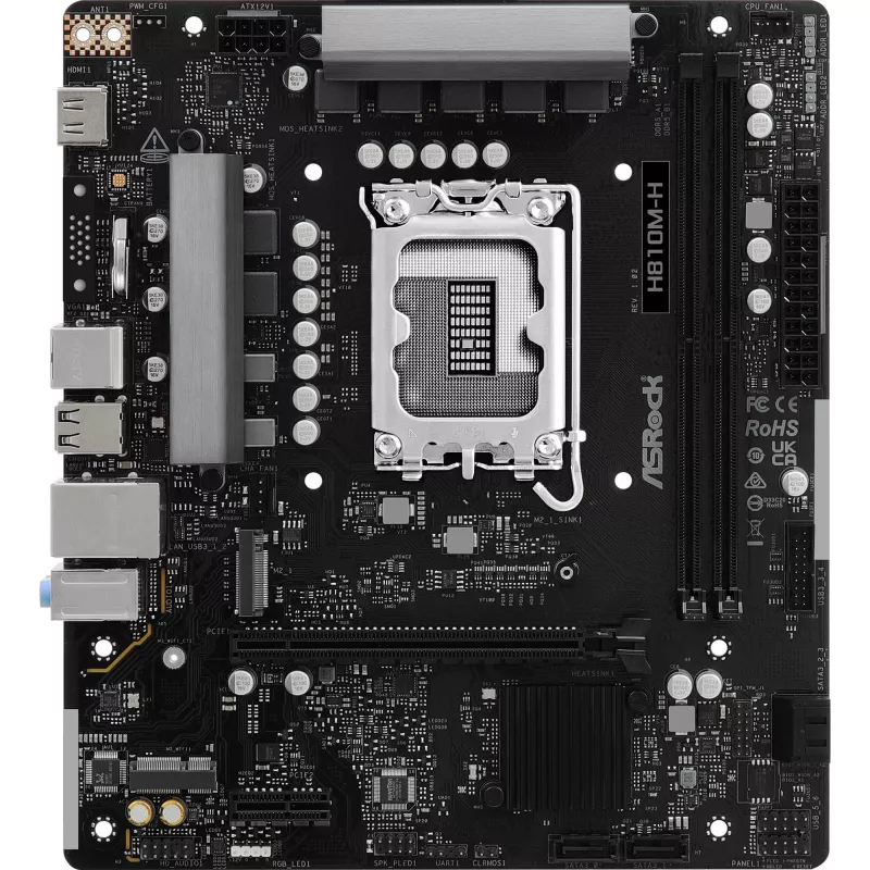Placa base ASROCK H810M‑X micro ATX Intel H810 LGA 1851 DDR5 2× DIMM 128GB M.2 2.5GbE HDMI DisplayPort