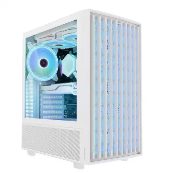 Caja de PC MODECOM BREEZE ARGB Flow MIDI, ATX, USB 3.0 ×2 + USB-C, blanca
