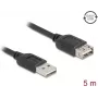 Cable alargador USB-A a USB-A DELOCK 81515 USB 2.0, 5 m, negro, contactos dorados