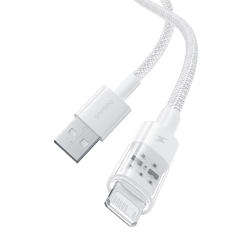 Baseus Gem Cable de carga rápida USB a IP 2.4A 2 m Blanco