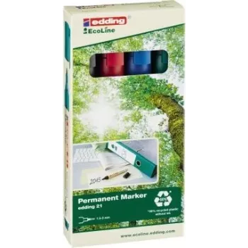 Rotulador permanente Edding EcoLine 21 negro azul verde rojo 4 uds.