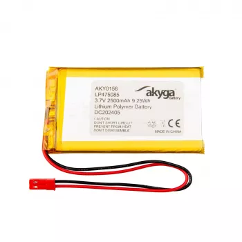 Akyga AKY0156 LP475085 Batería Li-Po 3,7 V 2500 mAh, PCM, JST 2,54 2 polos, 150 mm
