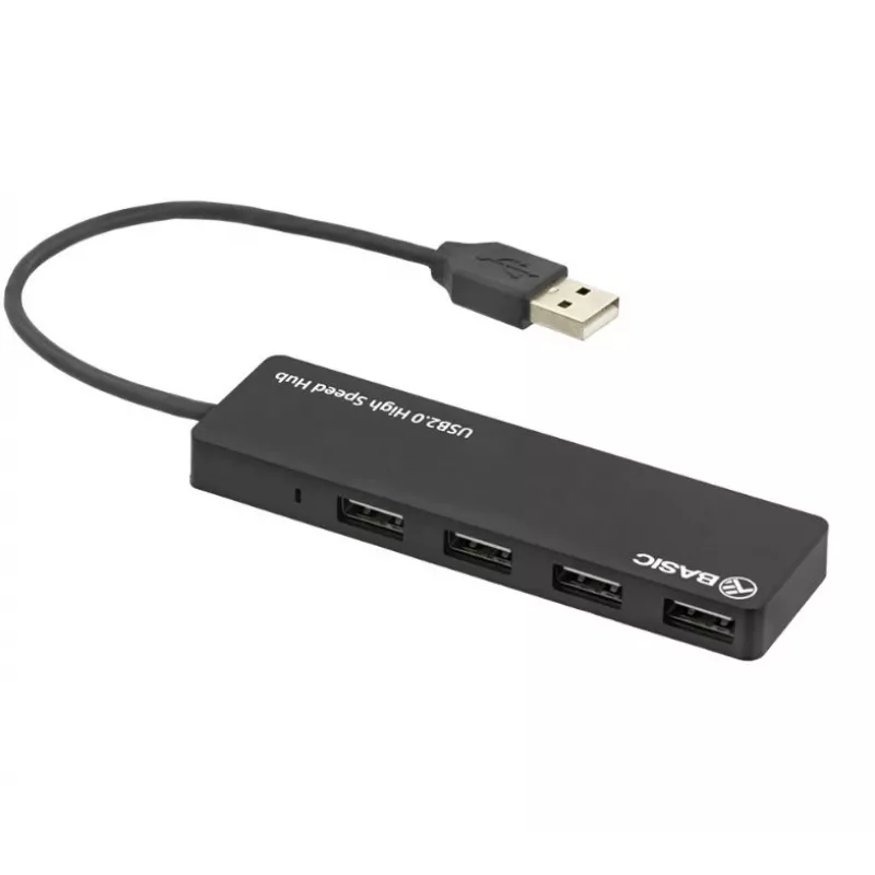 Hub USB Tellur Basic 4 puertos USB 2.0 — negro, 4 conectores USB-A