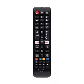 Mando a distancia SAVIO RC-07 para TV Samsung, IR inalámbrico, negro, botones