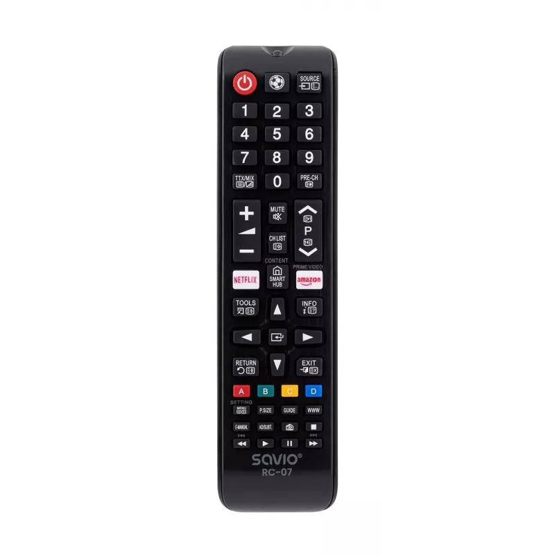 Mando a distancia SAVIO RC-07 para TV Samsung, IR inalámbrico, negro, botones