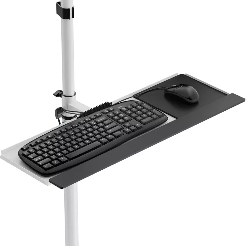 Maclean MC-793 W carro profesional puesto de trabajo móvil con ruedas, monitores 17-32", máx. 20 kg, blanco