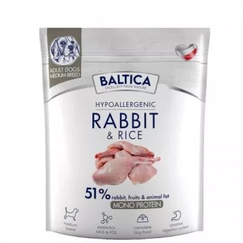 BALTICA Nutraceutic Hypoallergenic M conejo con arroz – pienso seco para perros – 1 kg