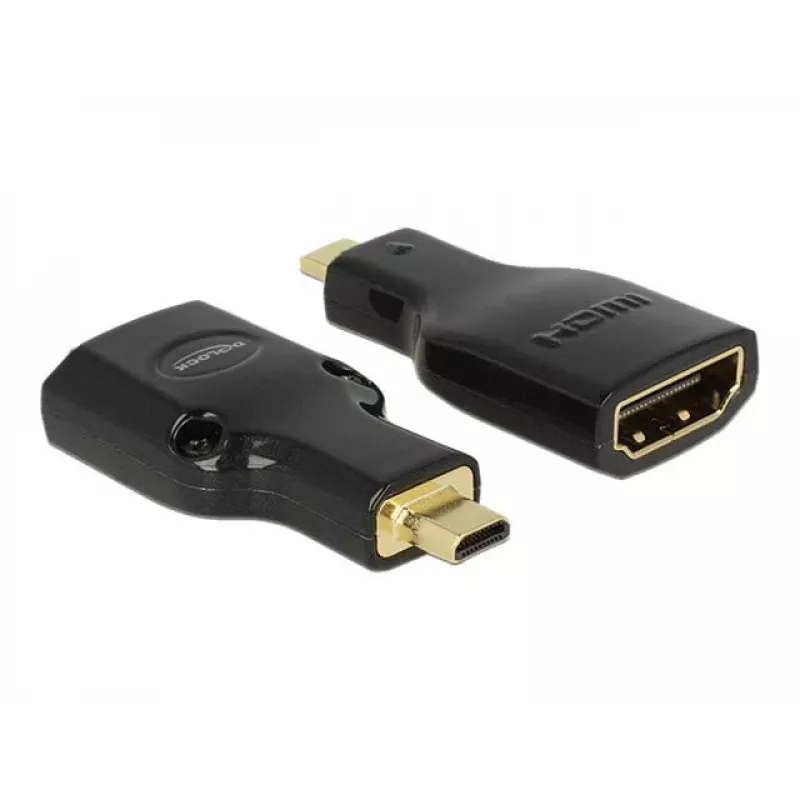 DeLOCK 65664 adaptador HDMI de alta velocidad con Ethernet, de HDMI Micro-D macho a HDMI-A hembra, 4K, negro