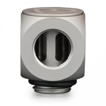 Thermal Grizzly DeltaMate Rotary 90° – Conector de refrigeración líquida, níquel mate, 1 ud. (TG-DM-FIT-0203)