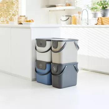 Contenedor rectangular de almacenamiento/residuos Rotho Albula 25 L, capuchino, tecnopolímero, 25 L, 400×235×340 mm