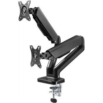 Goobay Soporte de mesa | Soporte doble para monitor con muelle de gas | Giratorio, inclinable, orientable | 17-32