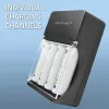 Cargador de baterías QOLTEC 50653 para baterías Ni-MH AAA (R03) y AA (R6), entrada 220–240 V, salida 1,2 V