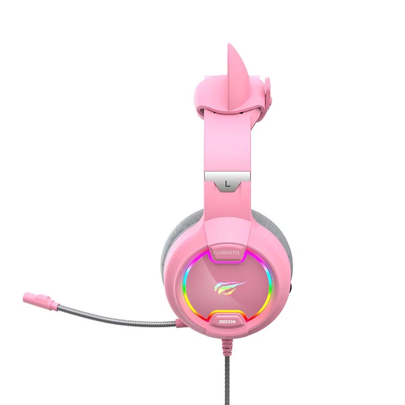 Auriculares gaming HAVIT Gamenote H2233D RGB — circumaurales, con cable, rosa