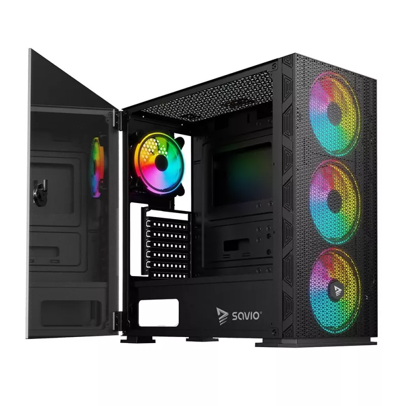 Caja de PC SAVIO Raptor X1 ARGB cristal/malla negra