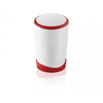 Cortador de alimentos manual Leifheit 03046 — carcasa de ABS, patas antideslizantes, rojo/blanco