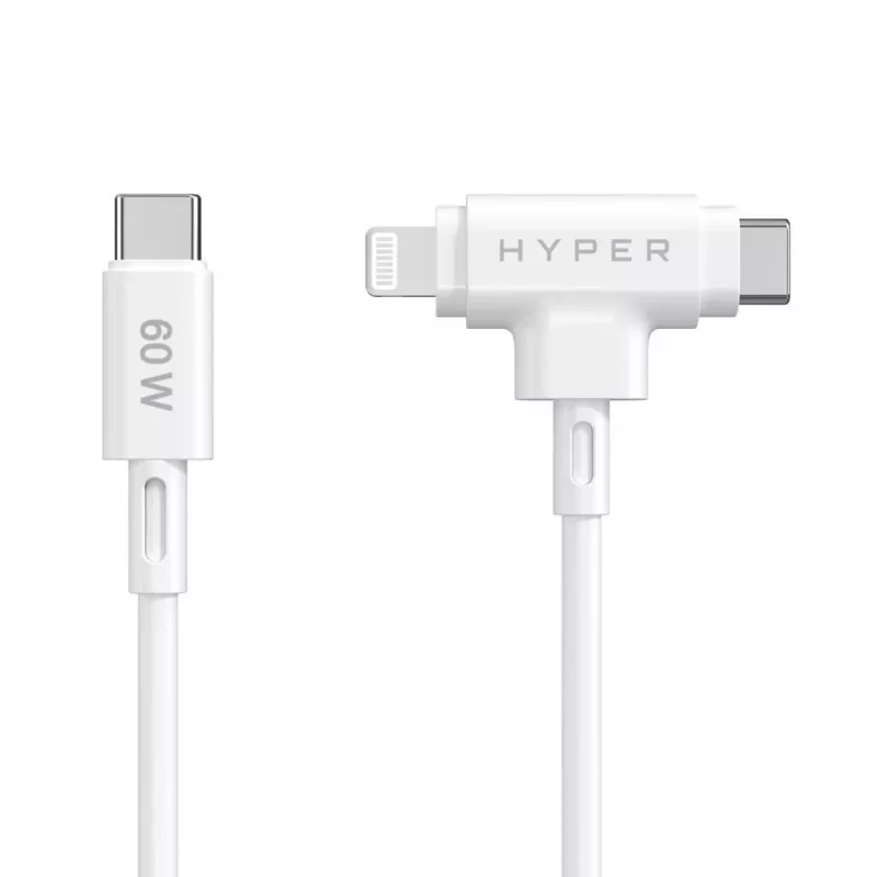 Cable USB HYPER HyperJuice USB 2.0 1,5 m USB-C USB-C/Lightning blanco
