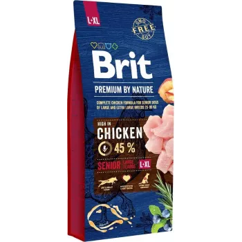 Pienso seco Brit Premium by Nature Senior L+XL 15 kg – pollo, 27 % proteína, 14 % grasa, para perros senior grandes y gigantes