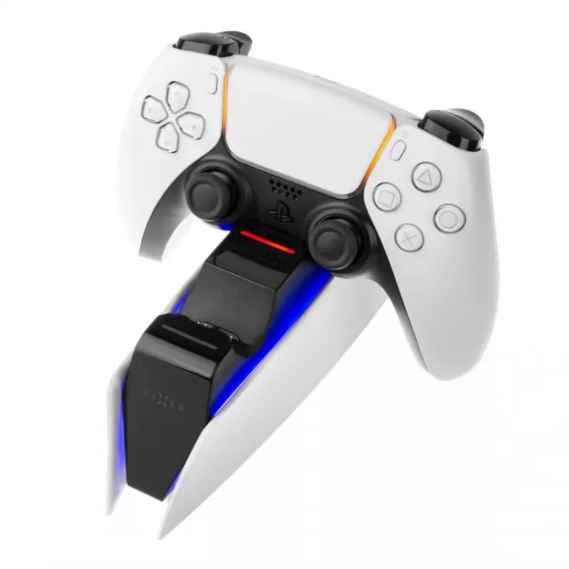 Base de carga FIXED FIXPS5-DCC-BW para PlayStation 5 con cable negra blanca